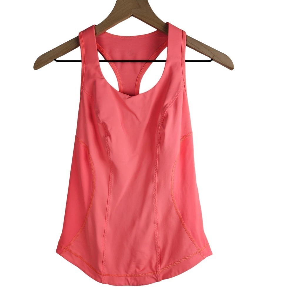 Lululemon Cardio Kick Tank Top 4 Pop Orange Neon Coral Built In Bra